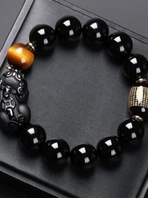 Feng Shui Pixiu Bracelet - Wealth Attracting Black Obsidian Jewelry